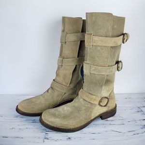 Fiorentini + Baker eternity distressed suede triple bluckle moto boots